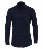 Camicia Venti BODY FIT UNI POPELINE blu scuro con Kent collar in taglio stretto