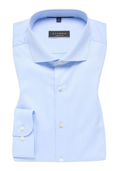 Camicia Eterna SUPER SLIM TWILL azzurro con Spaccato collar in taglio super stretta