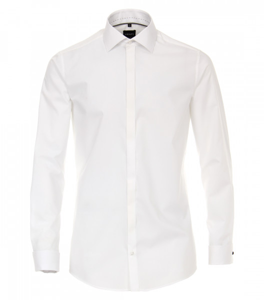 Chemise Venti BODY FIT UNI POPELINE blanc avec col Kent en coupe étroite