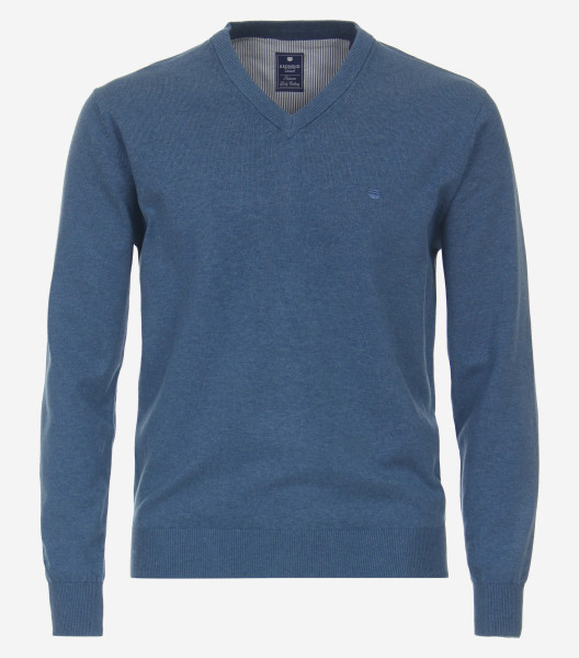 Ponticello Redmond REGULAR FIT MAGLIA blu medio con Scollo a V collar in taglio classico