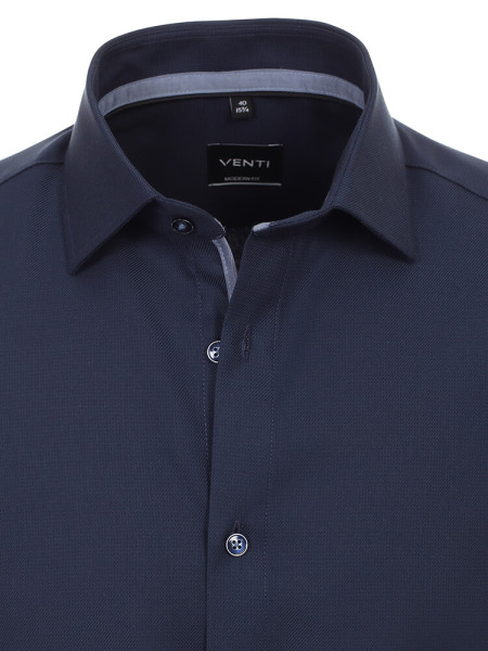VENTI Regular Fit Hemd Dunkelblau Kent Struktur - Ansicht 1