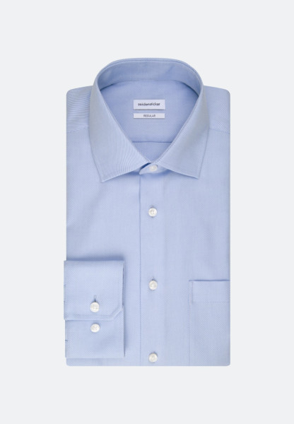 Seidensticker Hemd REGULAR FIT TWILL hellblau mit Business Kent Kragen in klassischer Schnittform