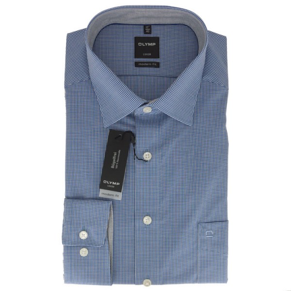 Chemise OLYMP Luxor modern fit OFFICE bleu foncé avec col Nouveau Kent en coupe moderne