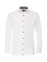 Chemise CasaModa MODERN FIT UNI POPELINE blanc avec col Kent en coupe moderne