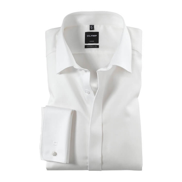 Camicia OLYMP Luxor soirée modern fit FAUX UNI beige con Nuovo Kent collar in taglio moderno