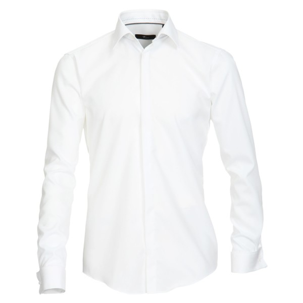 Chemise Venti &quot;Popeline&quot; blance, col kent, patte cachée, coupe moderne