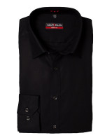 Camicia Marvelis BODY FIT UNI POPELINE nero con New York Kent collar in taglio stretto