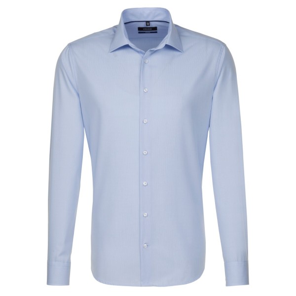 Seidensticker SHAPED Hemd STRUKTUR hellblau mit Business Kent Kragen in moderner Schnittform