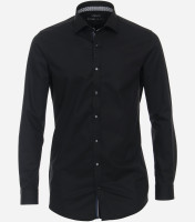 Venti Hemd BODY FIT HYPERFLEX schwarz mit Kent Kragen in schmaler Schnittform