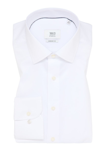 Camicia Eterna COMFORT FIT TWILL bianco con Kent collar in taglio classico