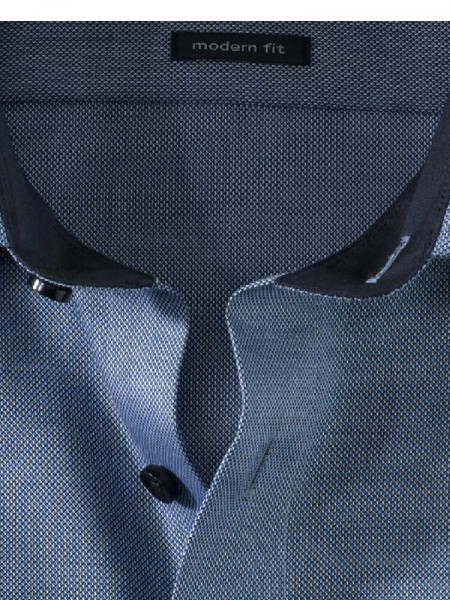 OLYMP Regular Fit Hemd Dunkelblau Global Kent Struktur - Ansicht 1