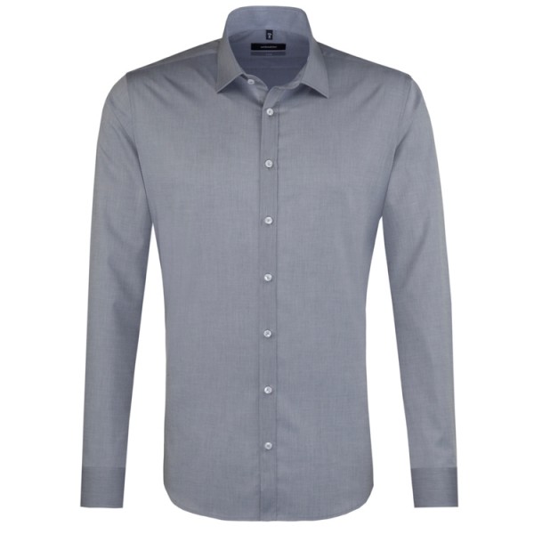 Chemise Seidensticker X-SLIM CHAMBRAY gris avec col Business Kent en coupe super étroite