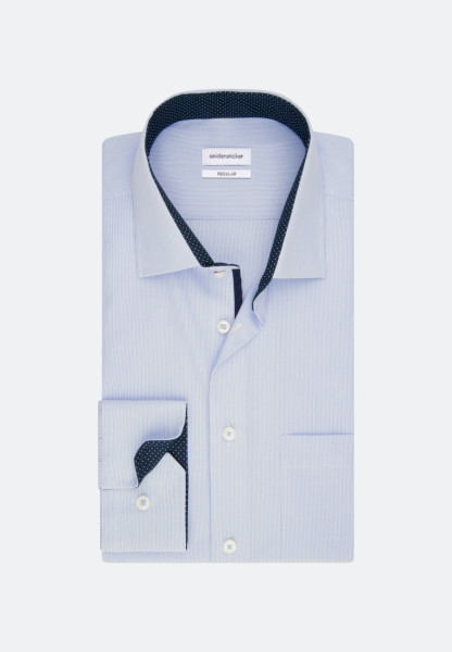 Chemise Seidensticker REGULAR FIT UNI POPELINE bleu clair avec col Business Kent en coupe classique