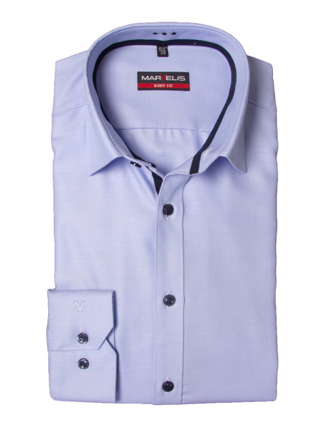 Camicia Marvelis BODY FIT TWILL azzurro con New York Kent collar in taglio stretto