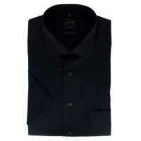 Chemise OLYMP Luxor modern fit UNI POPELINE noir avec col Nouveau Kent en coupe moderne