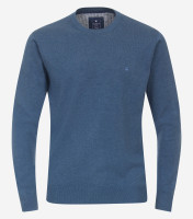 Redmond Pullover REGULAR FIT STRICK mittelblau mit Rundhals Kragen in klassischer Schnittform