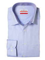 Chemise Marvelis MODERN FIT STRUCTURE bleu clair avec col Nouveau Kent en coupe moderne