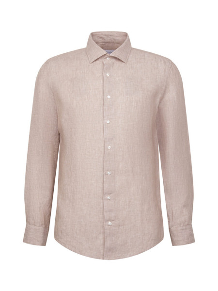 SEIDENSTICKER Slim Fit Hemd Hellbraun New Kent Leinen