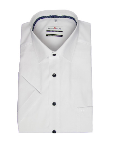 Marvelis Hemd COMFORT FIT UNI POPELINE weiss mit New Kent Kragen in klassischer Schnittform
