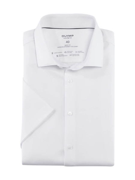 OLYMP Slim Fit Hemd Weiß Modern Kent Jersey | Mensono