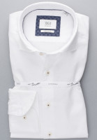 Chemise Eterna MODERN FIT TWILL blanc avec col Italien en coupe moderne