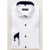 Camicia Eterna SLIM FIT BELLE OXFORD bianco con Spaccato  collar in taglio stretto