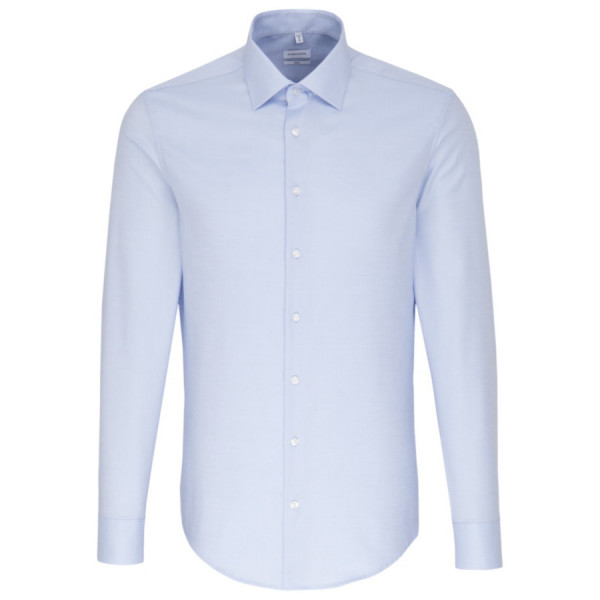 Chemise Seidensticker SLIM FIT STRUCTURE bleu clair avec col Business Kent en coupe étroite