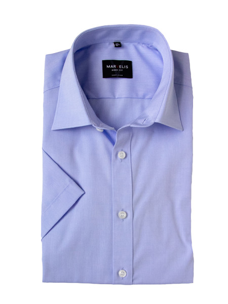 Camicia Marvelis BODY FIT UNI POPELINE azzurro con New York Kent collar in taglio stretto