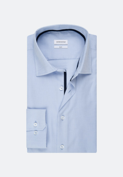 Camicia Seidensticker SLIM FIT STRUTTURA azzurro con Business Kent collar in taglio stretto