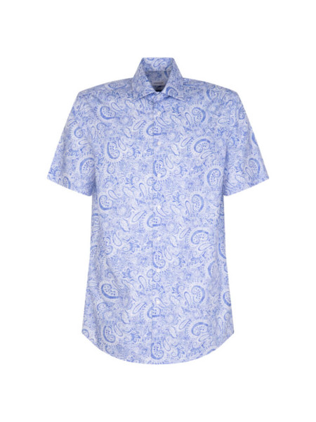 Chemise Seidensticker MODERN PRINT bleu clair avec col Business Kent en coupe moderne