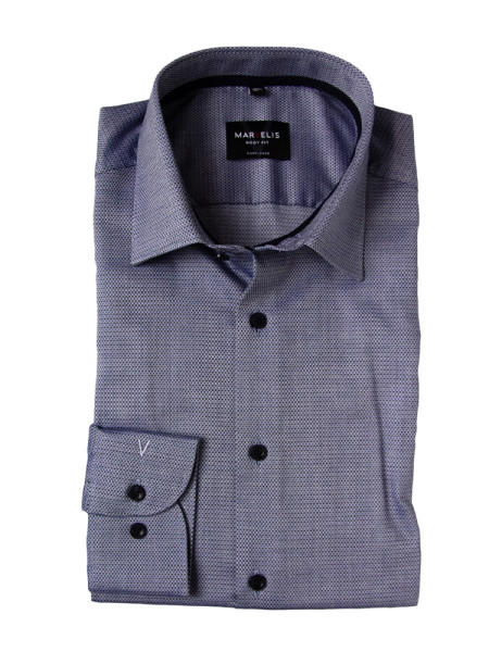 Chemise Marvelis BODY FIT STRUCTURE bleu foncé avec col New York Kent en coupe étroite