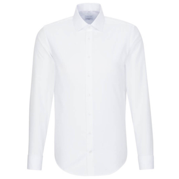 Chemise Seidensticker SLIM FIT UNI POPELINE blanc avec col Business Kent en coupe étroite