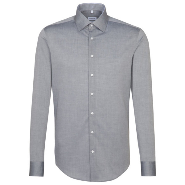 Camicia Seidensticker SLIM FIT CHAMBRAY grigio con Business Kent collar in taglio stretto