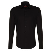 Camicia Seidensticker SLIM FIT UNI POPELINE nero con Business Kent collar in taglio stretto