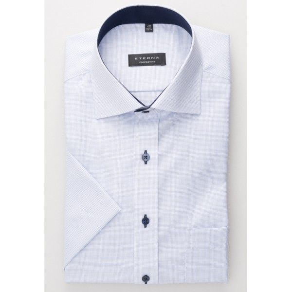 Camicia Eterna COMFORT FIT STRUTTURA azzurro con Kent classico collar in taglio classico