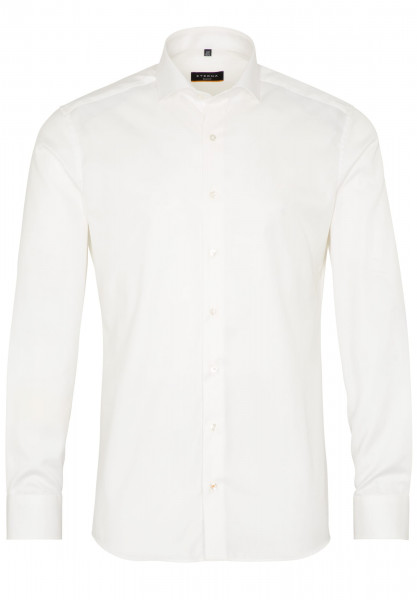 Camicia Eterna SLIM FIT TWILL beige con Spaccato collar in taglio stretto