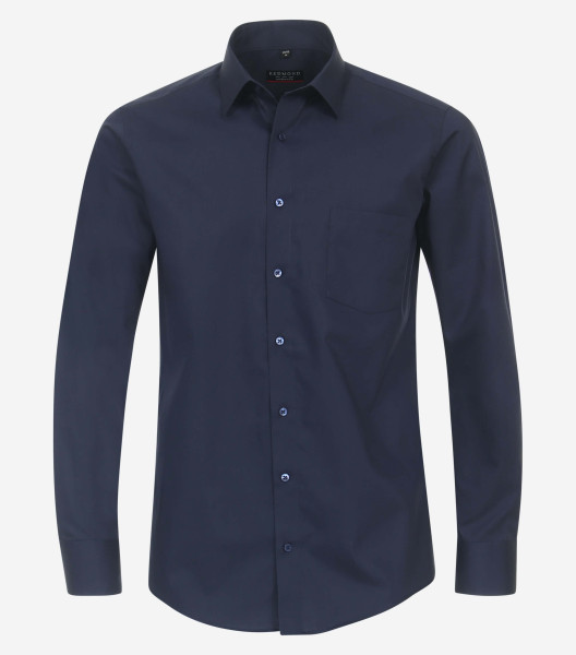 Camicia Redmond MODERN FIT UNI POPELINE blu scuro con Kent collar in taglio moderno