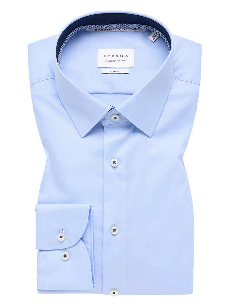 Chemisier Business ETERNA Blanc Bleu à Col Intérieur Coloré - Taille 42/L - 100% Coton - Neuf Sans étiquette