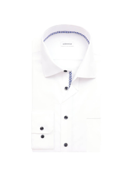 Camicia Seidensticker MODERN UNI POPELINE bianco con Business Kent collar in taglio moderno