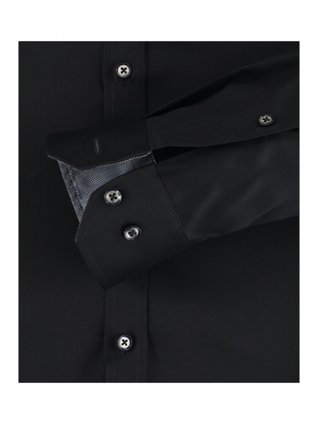 VENTI Slim Fit Hemd Schwarz Kent Twill - Ansicht 2