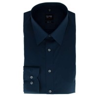 OLYMP Level Five body fit Hemd UNI POPELINE dunkelblau mit New York Kent Kragen in schmaler Schnittform
