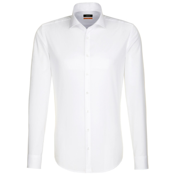 Camicia Seidensticker SLIM FIT UNI POPELINE bianco con Business Kent collar in taglio stretto