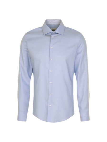 Camicia Seidensticker SLIM TWILL azzurro con Business Kent collar in taglio stretto