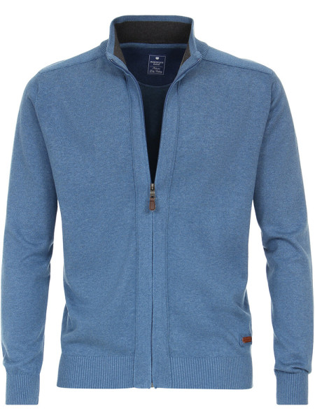 Cardigan Redmond REGULAR FIT MELANGE blu medio con Colletto stand-up collar in taglio classico