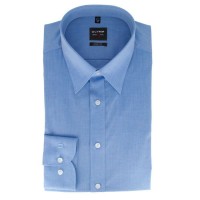 Camicia OLYMP Level Five body fit CHAMBRAY blu medio con New York Kent collar in taglio stretto