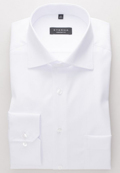 Chemise Eterna COMFORT FIT TWILL blanc avec col Classic Kent en coupe classique