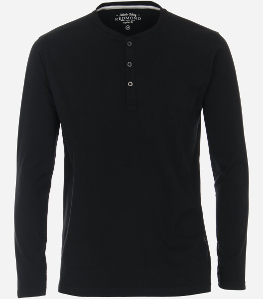 Redmond T-Shirt REGULAR FIT JERSEY schwarz mit V-Ausschnitt Kragen in klassischer Schnittform