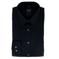 Camicia OLYMP Level Five body fit UNI POPELINE nero con New York Kent collar in taglio stretto