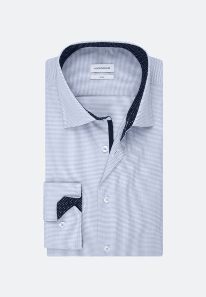 Camicia Seidensticker SLIM FIT UNI POPELINE azzurro con Business Kent collar in taglio stretto