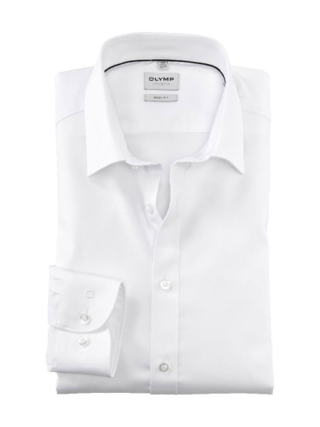 Chemise OLYMP LEVEL 5 UNI STRETCH blanc avec col New York Kent en coupe étroite